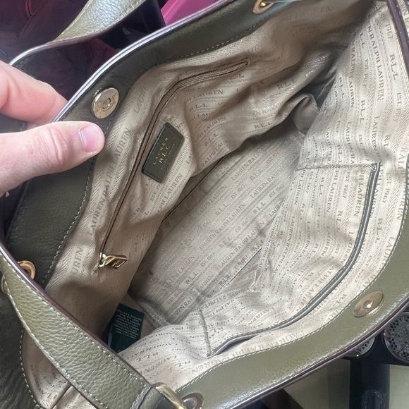 Lux Ralph Lauren Hunter Green Medium Large Purse Tote Leather Bag - Picture 9 of 10